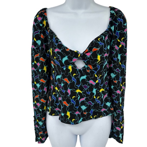 Staud Blouse Long Sleeve Multicolor Size 4 Runs small Twist front with cutout - Picture 3 of 13